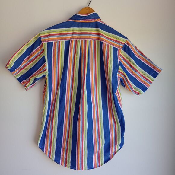 Ralph Lauren Boys Striped Oxford Button Down S/S Lg (16-18) Colorful Preppy Y2K - Picture 2 of 6